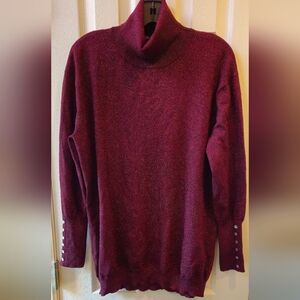 Marie Lund Elegant Burgundy-Bordeaux  Shimmery Turtleneck Sweater - Size XXXL